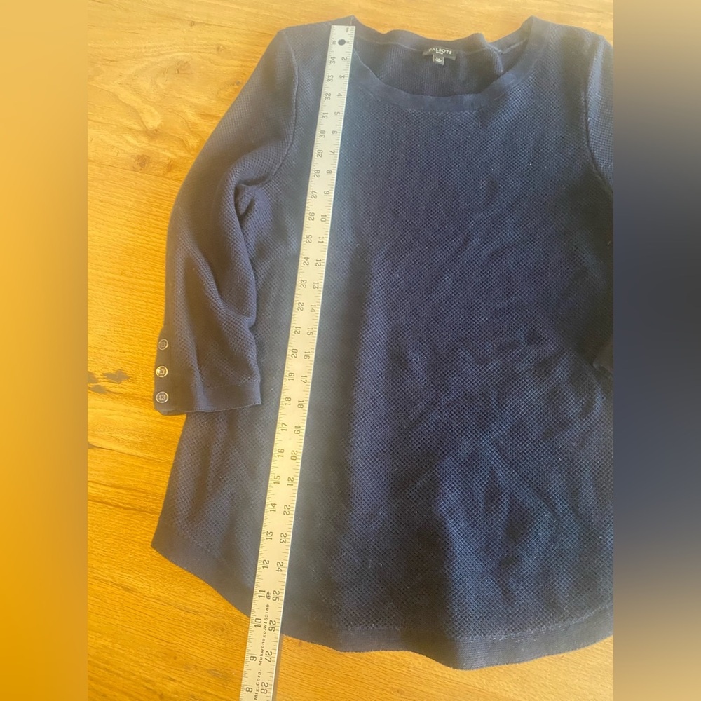 Talbots Dark Blue Textured Knit Top Women’s Large Petite Preloved - Picture 5 of 8